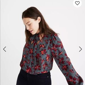 Madewell Silk Tie-Neck Wrap Top